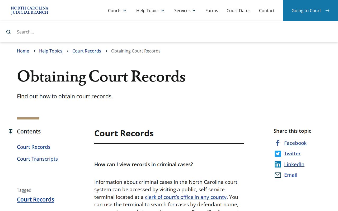 Craven County criminal court record access instructions