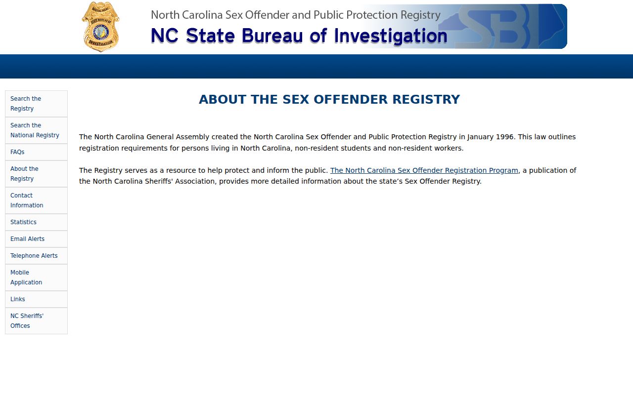 Craven County sex offender registry program overview