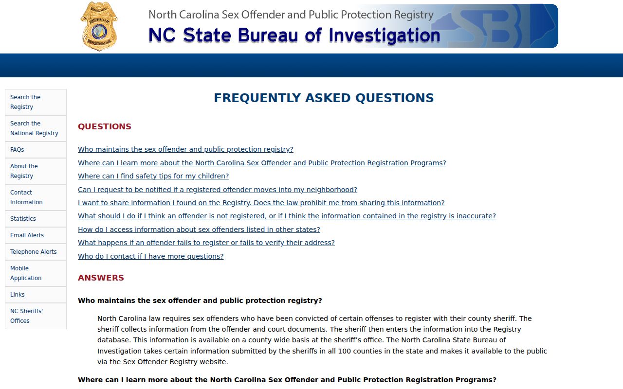 Craven County sex offender registry identification and accuracy warnings