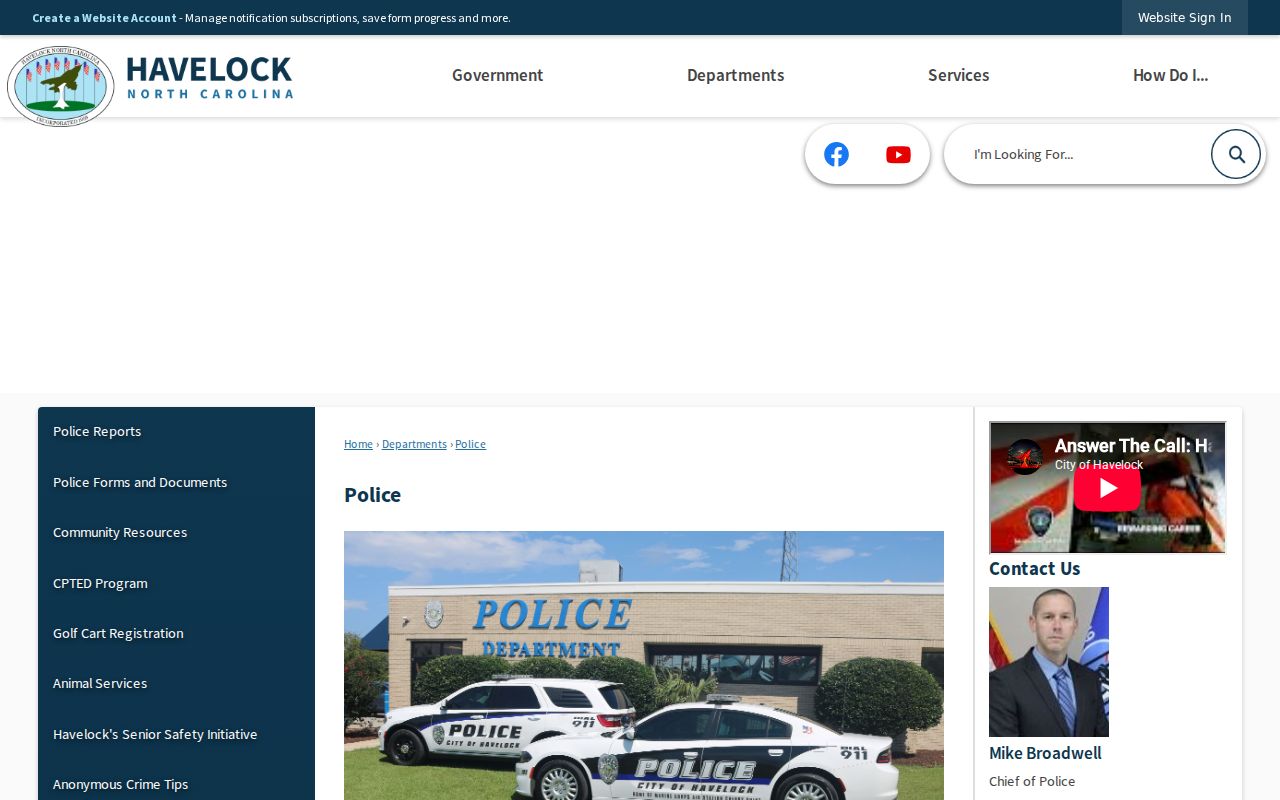 Havelock criminal history Police Department source page