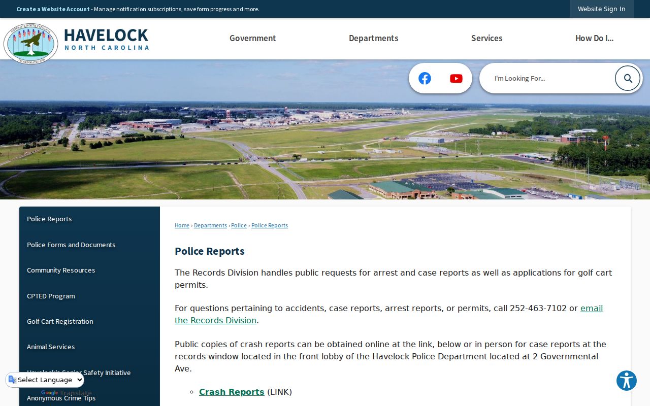 Havelock criminal records police report page