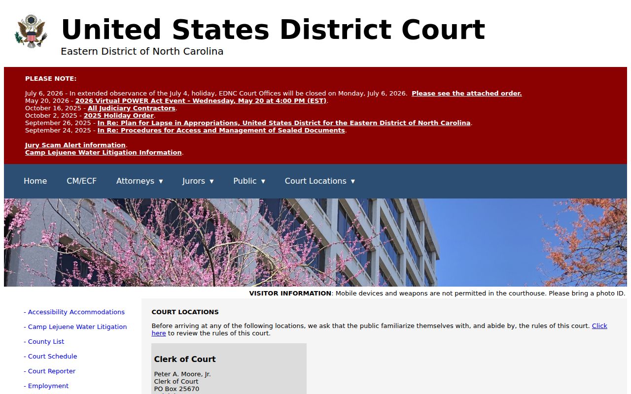 Craven County federal criminal records courthouse